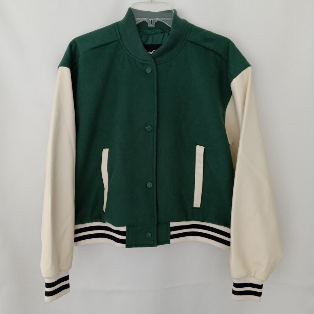 HOLLISTER Co. Varsity Style Jacket in Green/Beige Men's Size Medium